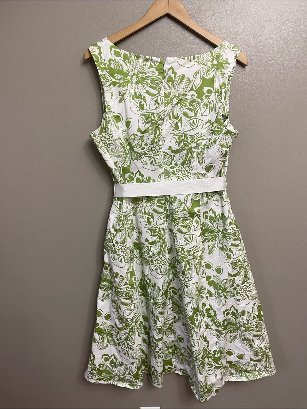 Robbie Bee Green & White Floral print dress size 14 A-Line Flounce Summer - Picture 4 of 8